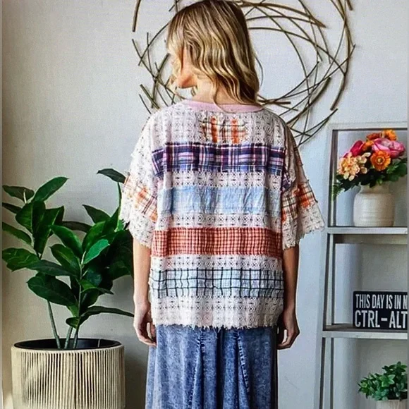 Oli & Hali Multicolor Patchwork Lace Top - Picture 3 of 7